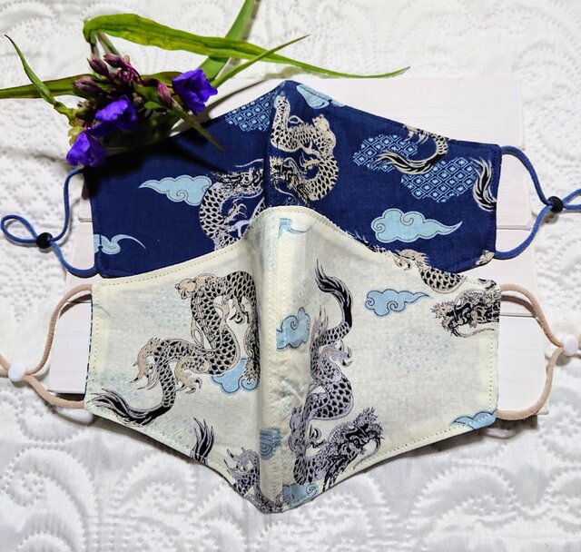 夏色・和柄の布マスク『龍神』 | iichi 日々の暮らしを心地よくする