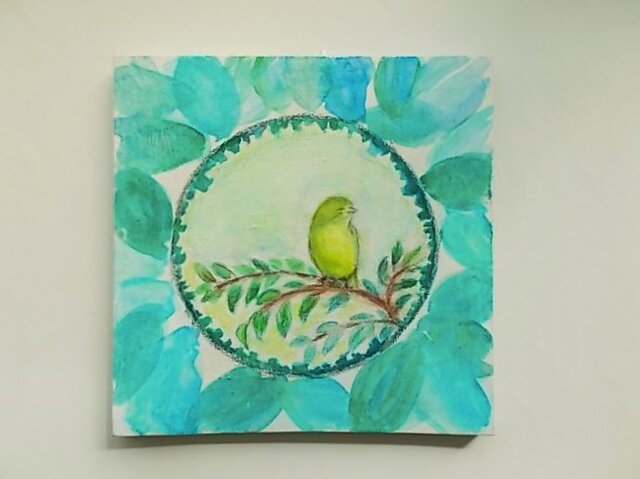 絵画 インテリア キャンバス画 水彩画 小鳥のいる風景 | iichi 日々の