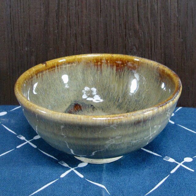 陶器 ご飯茶碗（中）こげ茶まだら・やや深型【210510】