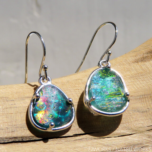 ローマングラス・ピアス ＊ Roman Glass Earring c-