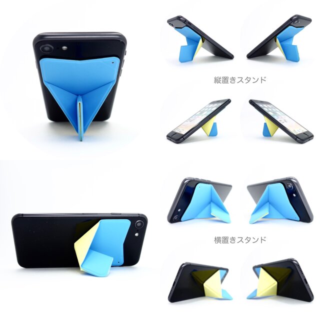 スマホに貼る スマホスタンド スマホグリップ マグネット内蔵 折りたたみ式 ユニバーサルタイプ ストラップ付属 ムーンブルー Iichi ハンドメイド クラフト作品 手仕事品の通販