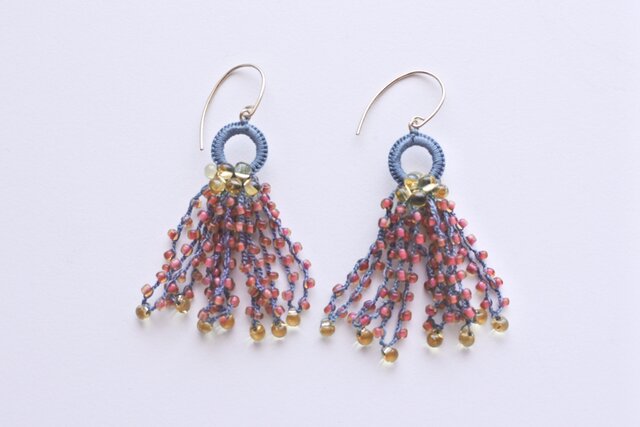 Tassel pierce Blue タッセルピアス 青の画像1枚目