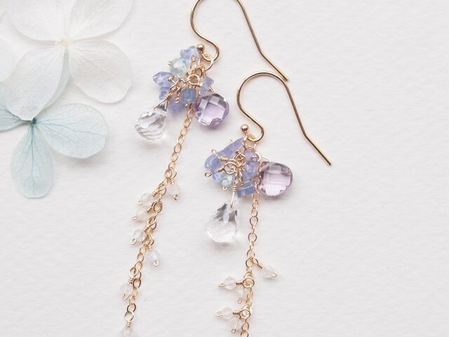 紫陽花色の雨音(ピアス(14kgf/イヤリング)の画像1枚目