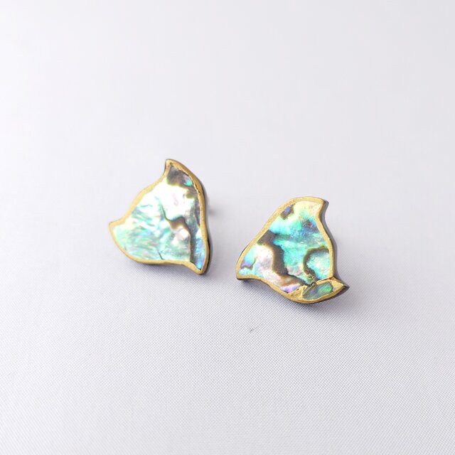 千鳥 螺鈿ピアス　ニュージーランド貝