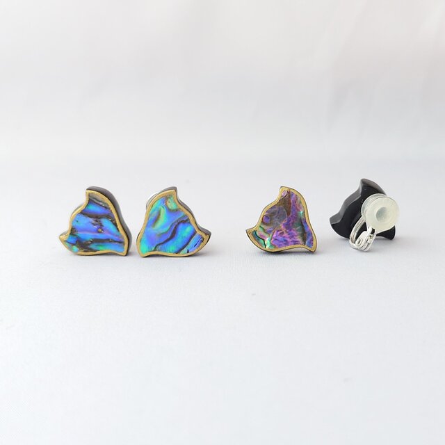 千鳥螺鈿 漆イヤリングsv ニュージーランド貝 | iichi 日々の暮らしを