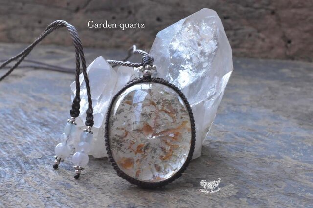 舞う黄金花☆ガーデンクォーツ マクラメペンダント gy029 舞う黄金花☆ガーデンクォーツ マクラメペンダント gy029