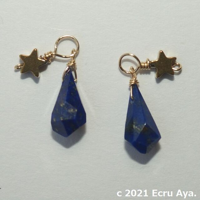 *夏の星座*ラピスラズリと星のピアスチャーム
