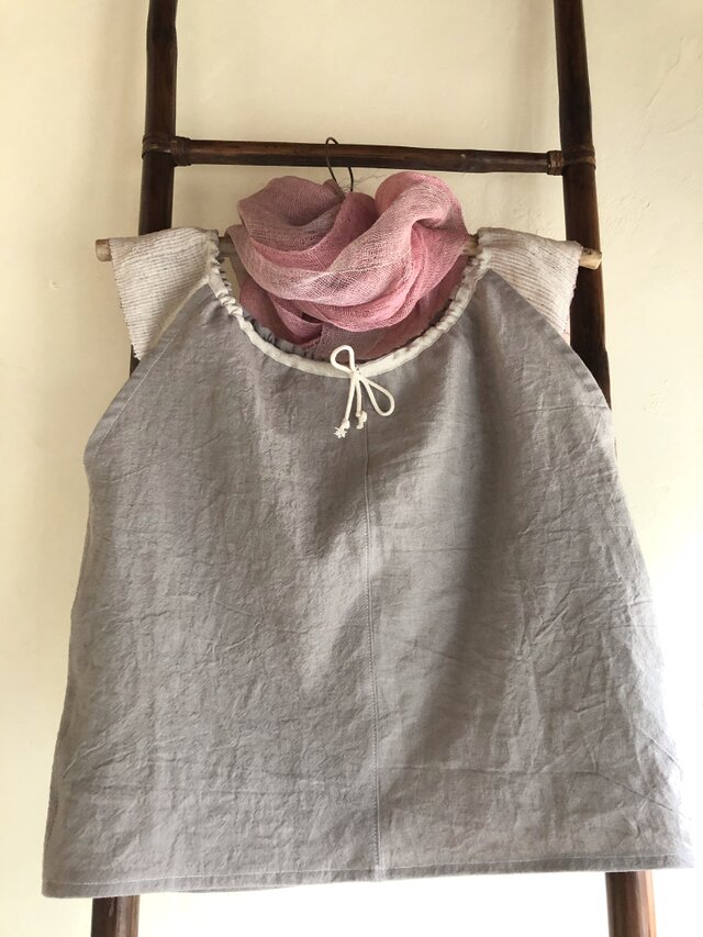 麻のギャザーブラウスB