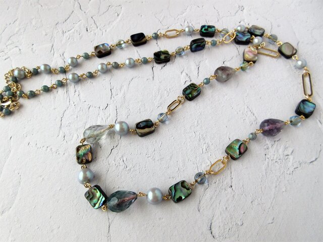 Necklace フローライト アバロンシェル(N1246)の画像1枚目