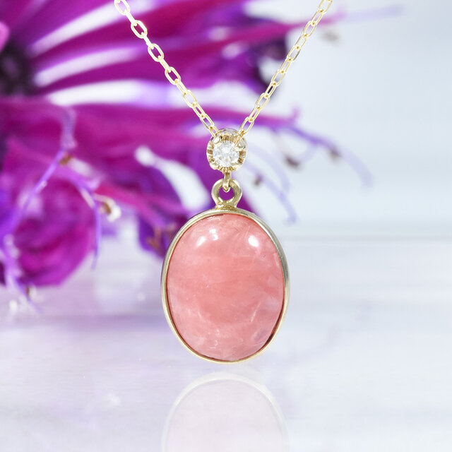 K10 ロードクロサイト ダイヤ ペンダント BY0055BS