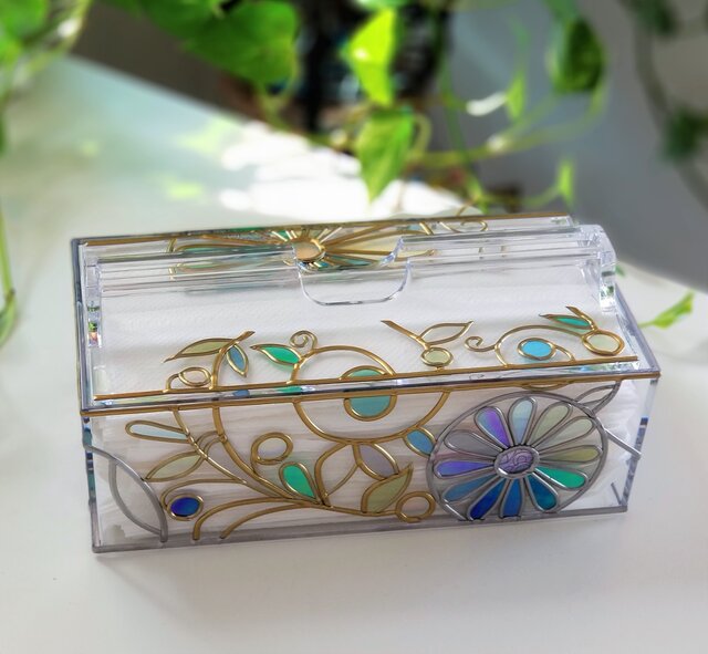 受注:『光の宴』グラスアート ペーパータオルケース | iichi 日々の