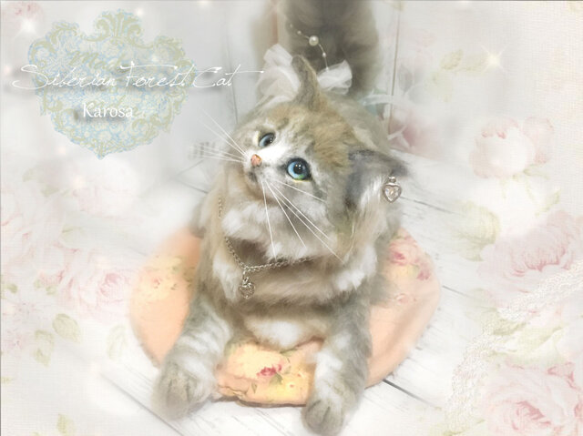 サイベリアン アッシュグレー おしゃれにゃんこ 猫 羊毛フェルト L