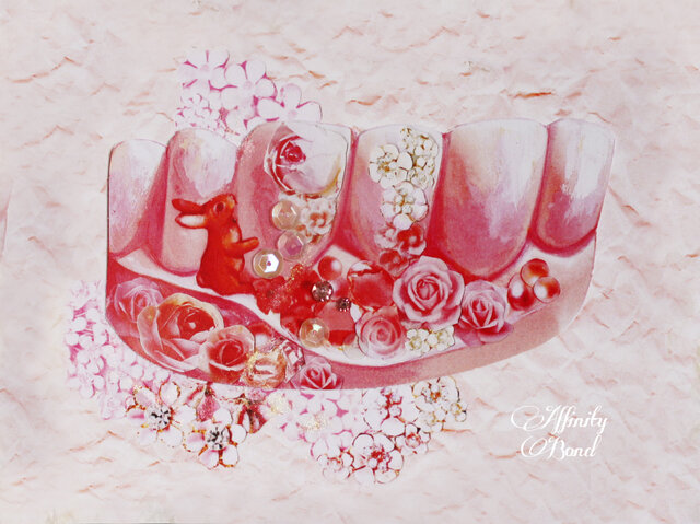 歯アート作品 Jeweled tooth ピンク