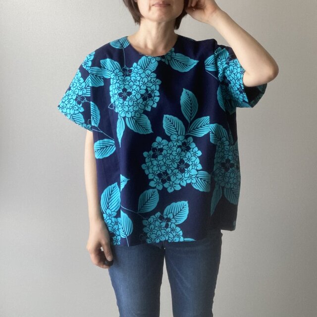 浴衣で作ったプルオーバー　紫陽花