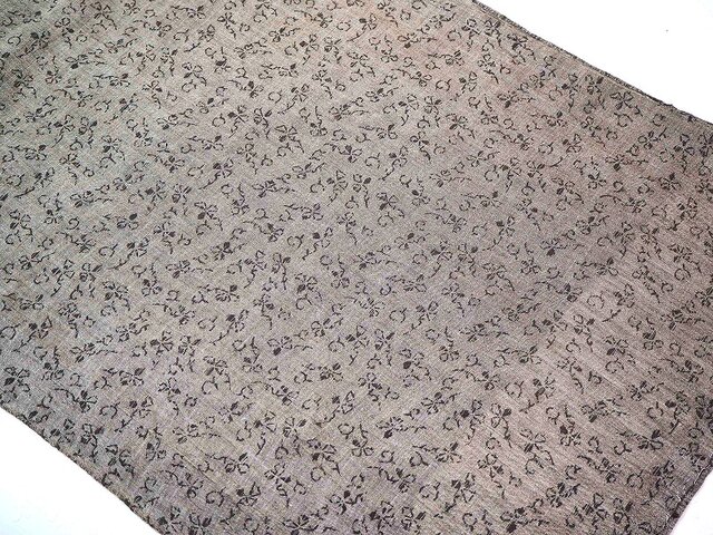 asa0049 格子文様麻布 90cm 古布古裂/木綿/筒描き/型染め/藍染/絹/ボロ襤褸の画像1枚目