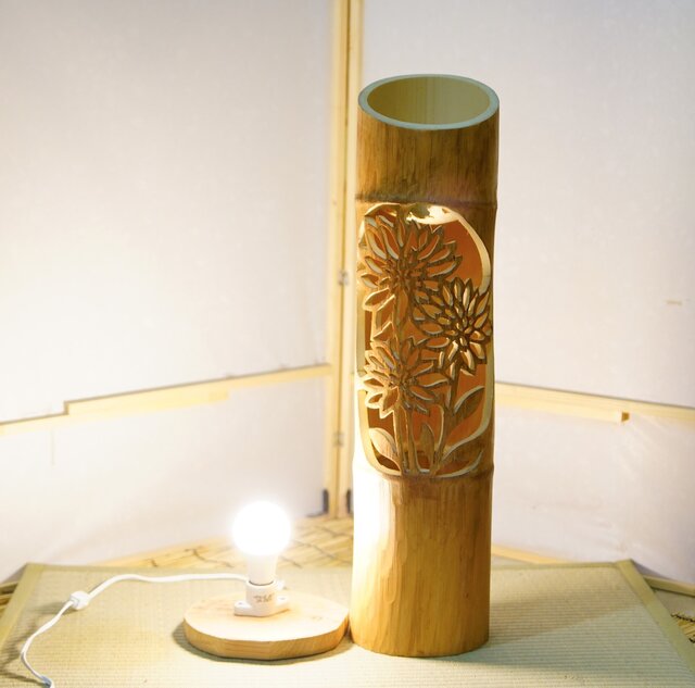 竹ランプ 〜〜三輪華〜〜 竹灯籠 竹灯り 癒し | iichi 日々の暮らしを 