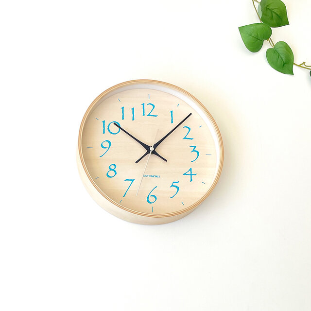 KATOMOKU plywood clock 21 ライトブルー km-120BL 掛け時計 木製 曲げわっぱ