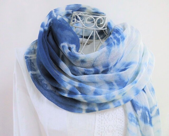 藍染め・オーガニック・コットンガーゼ・知多木綿・大判ロング