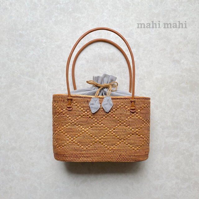 シンプルモチーフで大人の抜け感かごバッグ♪ バリ島 アタバッグ