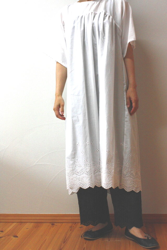 大人のスカラップぺチパンツ　ネイビー