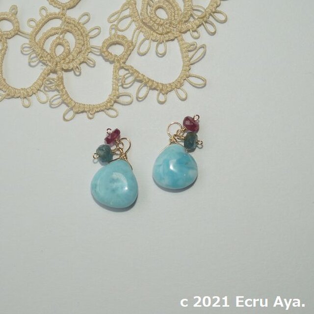 *ドルフィンストーン*ラリマーのピアスチャーム