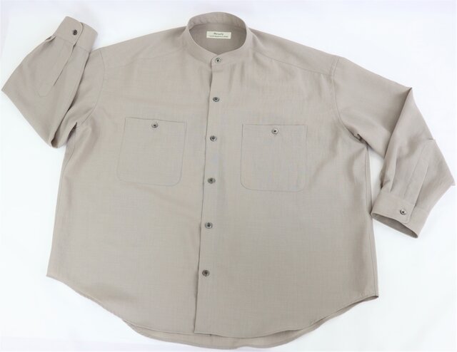 ネズヨウヒンテン スタンドカラー オーバーサイズシャツ 総柄 ゴールド 派手 M VU オーバーサイズ スタンドカラーシャツ コットンシルク