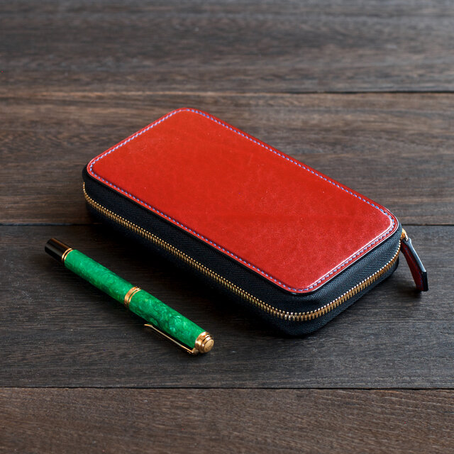 ラウンドファスナー万年筆ケース3本挿しカラーオーダー | iichi 日々の