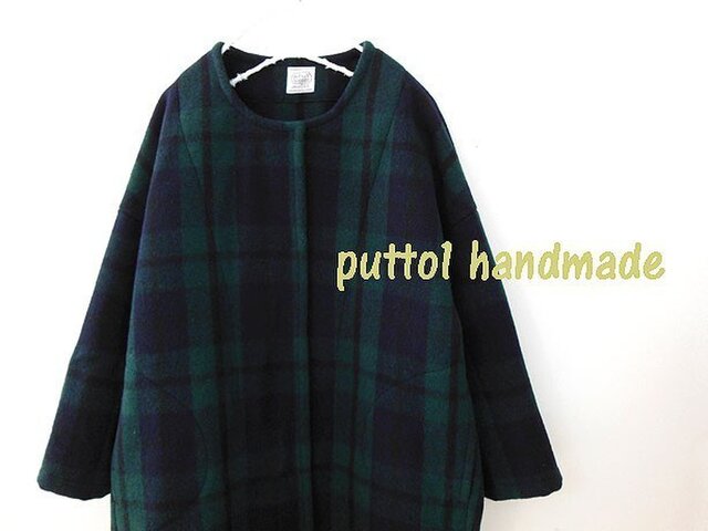 soldout★ブラックウォッチ♪一重のコクーンコートの画像1枚目