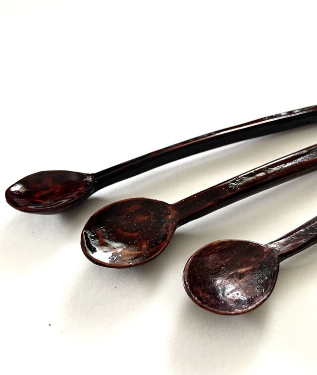 ティースプーン　秋田杉+漆塗り