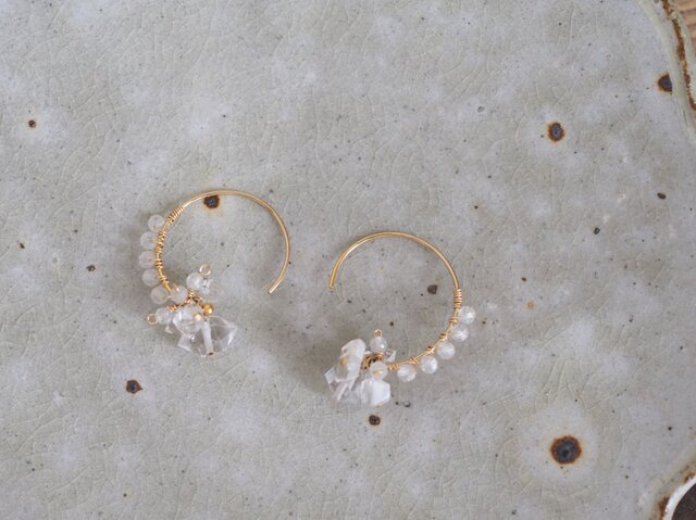 ハーキマーダイヤモンドとジルコンのピアス 14kgf | iichi 日々の