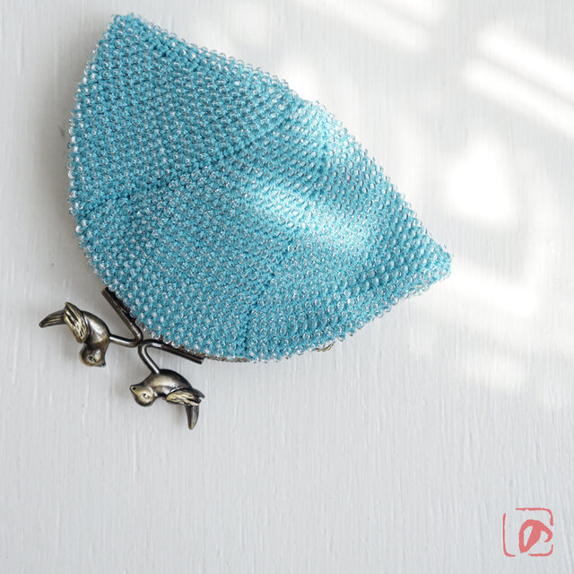 ばあば作 ♡ シードビーズのがま口（azure・1489）