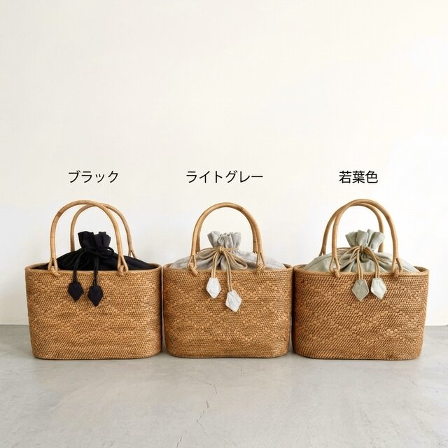 ✓シンプルモチーフで大人の抜け感かごバッグ♪ バリ島 アタバッグ