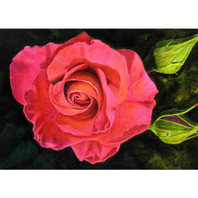 アクリル画「薔薇」redrose 原画 送料無料 | iichi 日々の暮らしを