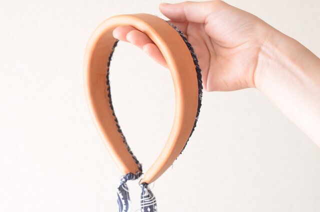 Lace headband ~bandanna~【レザーヘアバンド】 "nude×navy"の画像1枚目