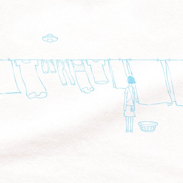 半袖 Tシャツ 『洗濯物とＵＦＯ・水色画』 メンズ レディース