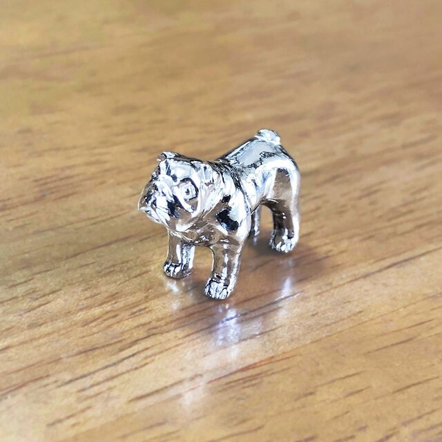 純銀【ブルドッグ】わんちゃん小さい置物 シルバー製 フレンチ Bulldog