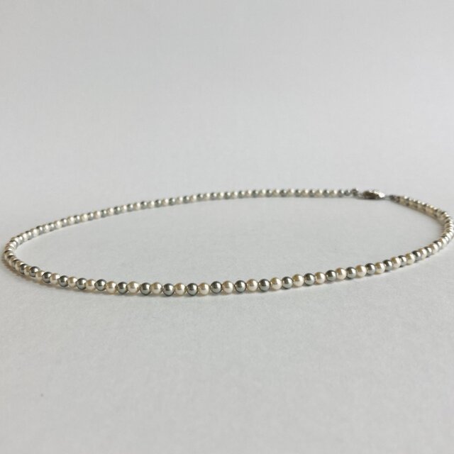 貝ベビーパールコンビネックレスS＃A/3mm約42cm/WBxGY/R/made in japan