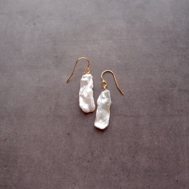 K14gf】 Feather Pearl／フェザーパール フックピアス | iichi 日々の