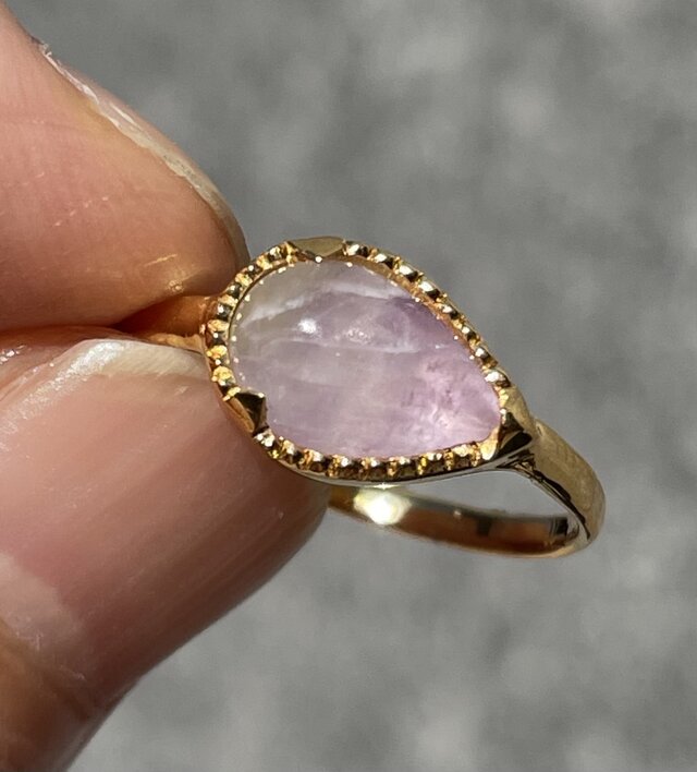 ケープアメジスト　ミルキーなしずく　PSカボッション　シルバーSV925リング