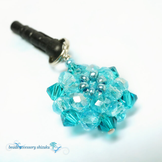 花編みイヤホンジャック ライトブルー Iichi ハンドメイド クラフト作品 手仕事品の通販