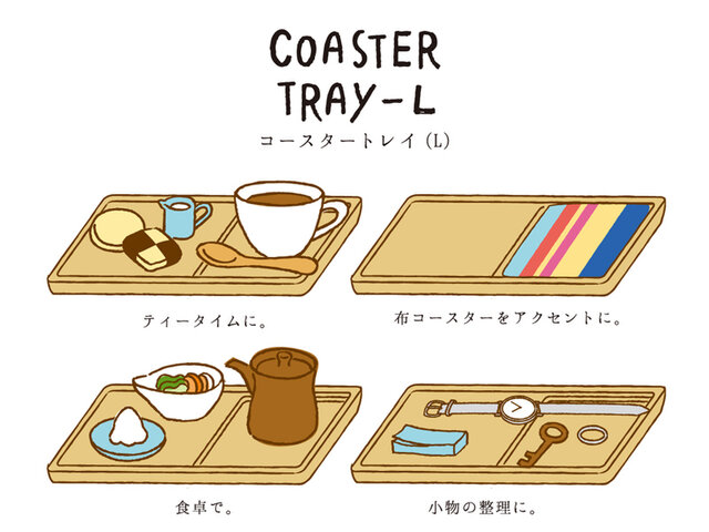 トールペイント作品コースタートレー ISSHO コースタートレイL -メープル-と布コースターのセット