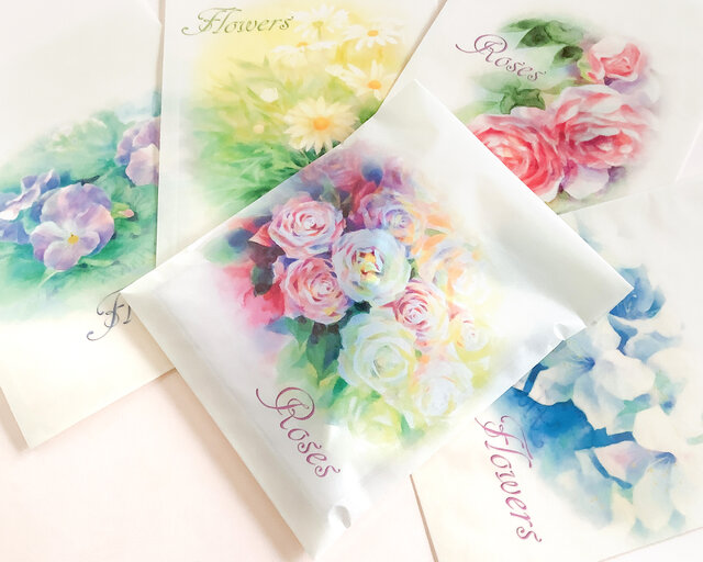 お買い得♪訳ありワックスペーパー平袋5枚セット:花の画像1枚目
