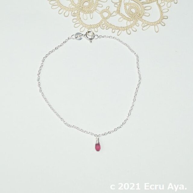 *行水*宝石質ルビーAAAのペアシェイプブリオレットカットのブレスレット