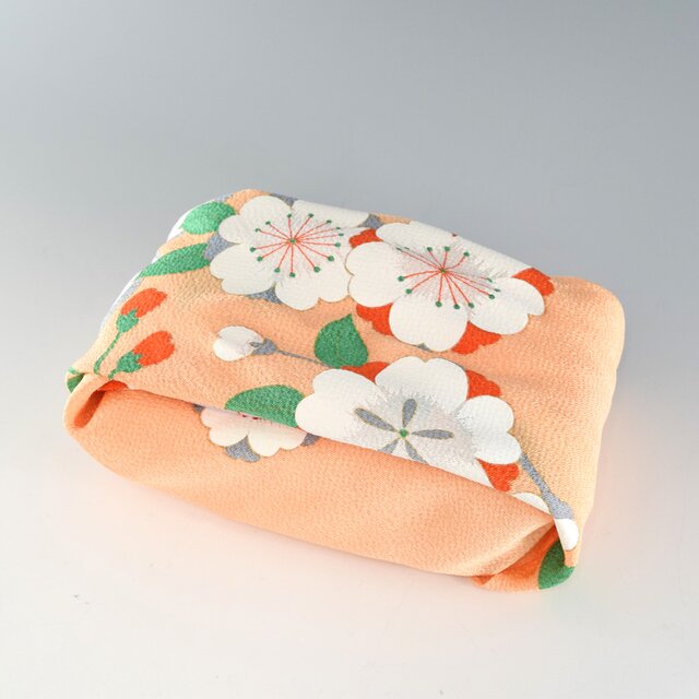 風呂敷　ちりめん風呂敷　みやこ桜　レーヨン100％　68cm×68cm　オレンジ