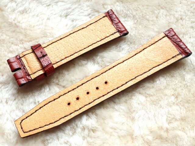 3038#20mm-18mmコニャック★本物クロコダイル腕時計用ベルト★スイス製 3038#20mm-18mmコニャック☆本物クロコダイル腕時計用ベルト