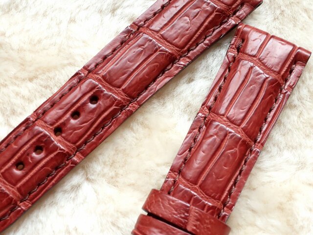 3038#20mm-18mmコニャック★本物クロコダイル腕時計用ベルト★スイス製 3038#20mm-18mmコニャック☆本物クロコダイル腕時計用ベルト