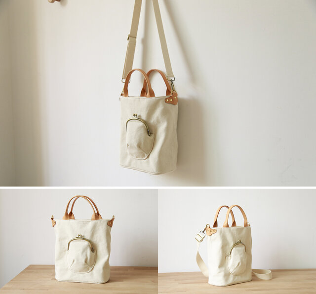 帆布×革の組み合わせ」手作りの2wayトートバッグショルダー