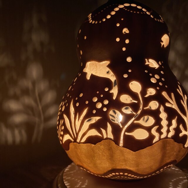 ハンドメイドひょうたんランプ「秋の天の川の煌めき」