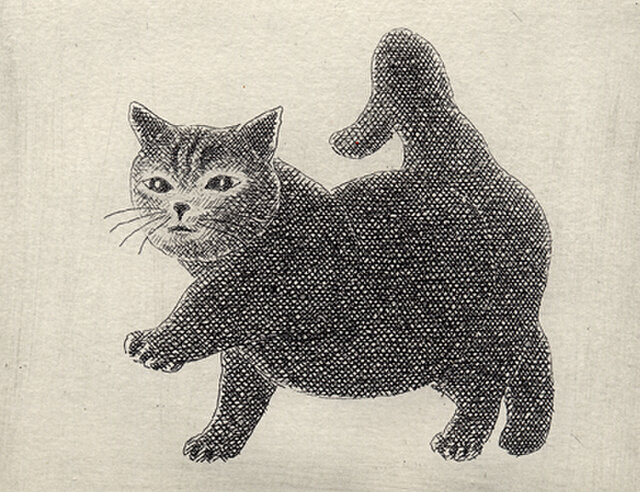超かわいい〜！猫モチーフ 銅版画 つつい