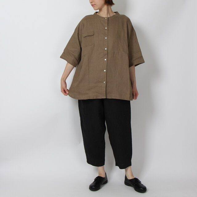 14番手リネンシャツ(ソイルブラウン)